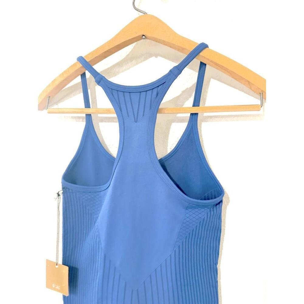 Astroremiges Women's Jumpsuit One Piece Full Length Straps Blue Ribbed Size S - Picture 11 of 15
